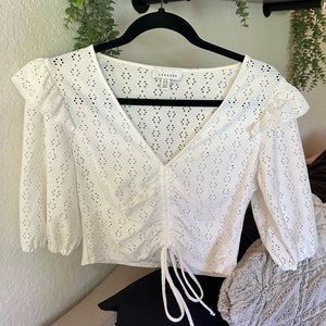 Topshop White Ruched Crop Top